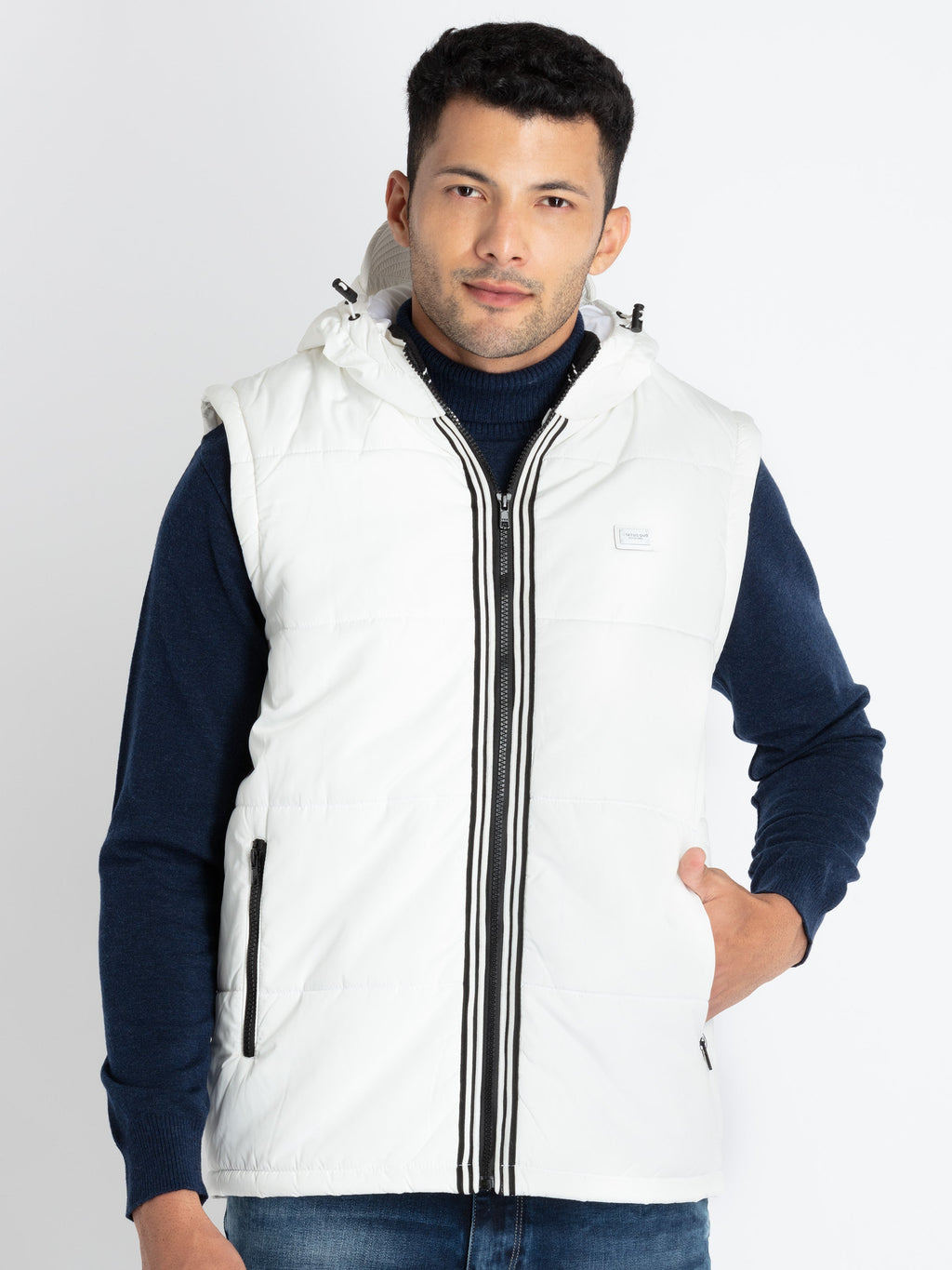 Mens Solid Jacket With Detachable Sleeves