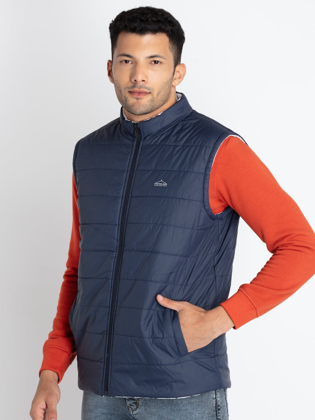 Mens Quilted Reversible High Neck Jacket