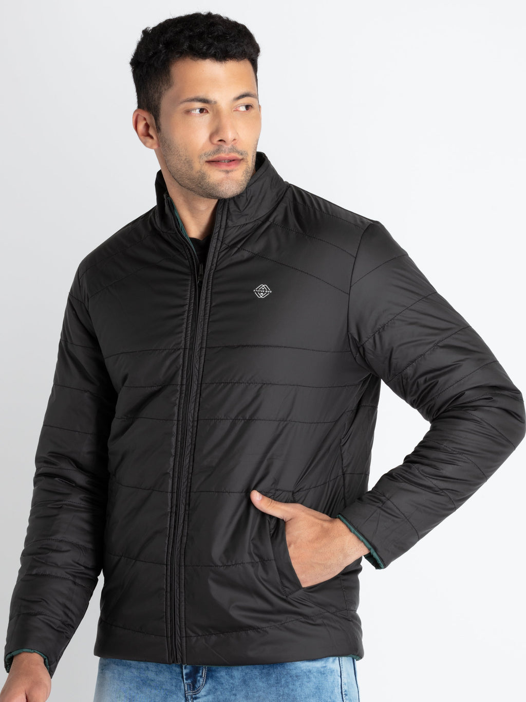 Mens Quilted Reversible High Neck Jacket