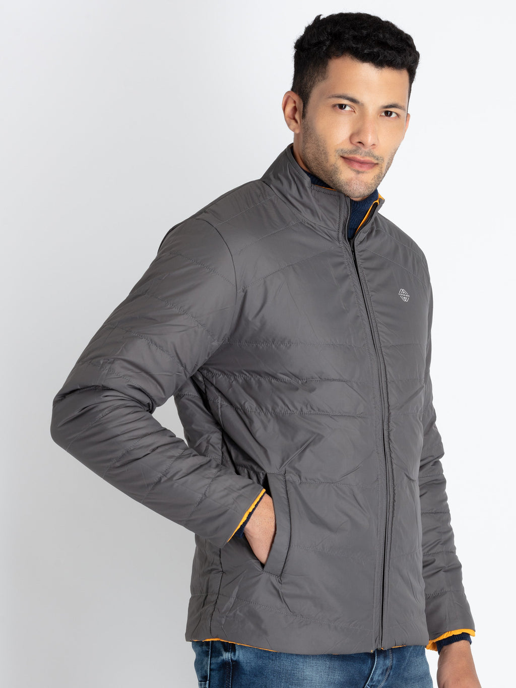 Mens Quilted Reversible High Neck Jacket