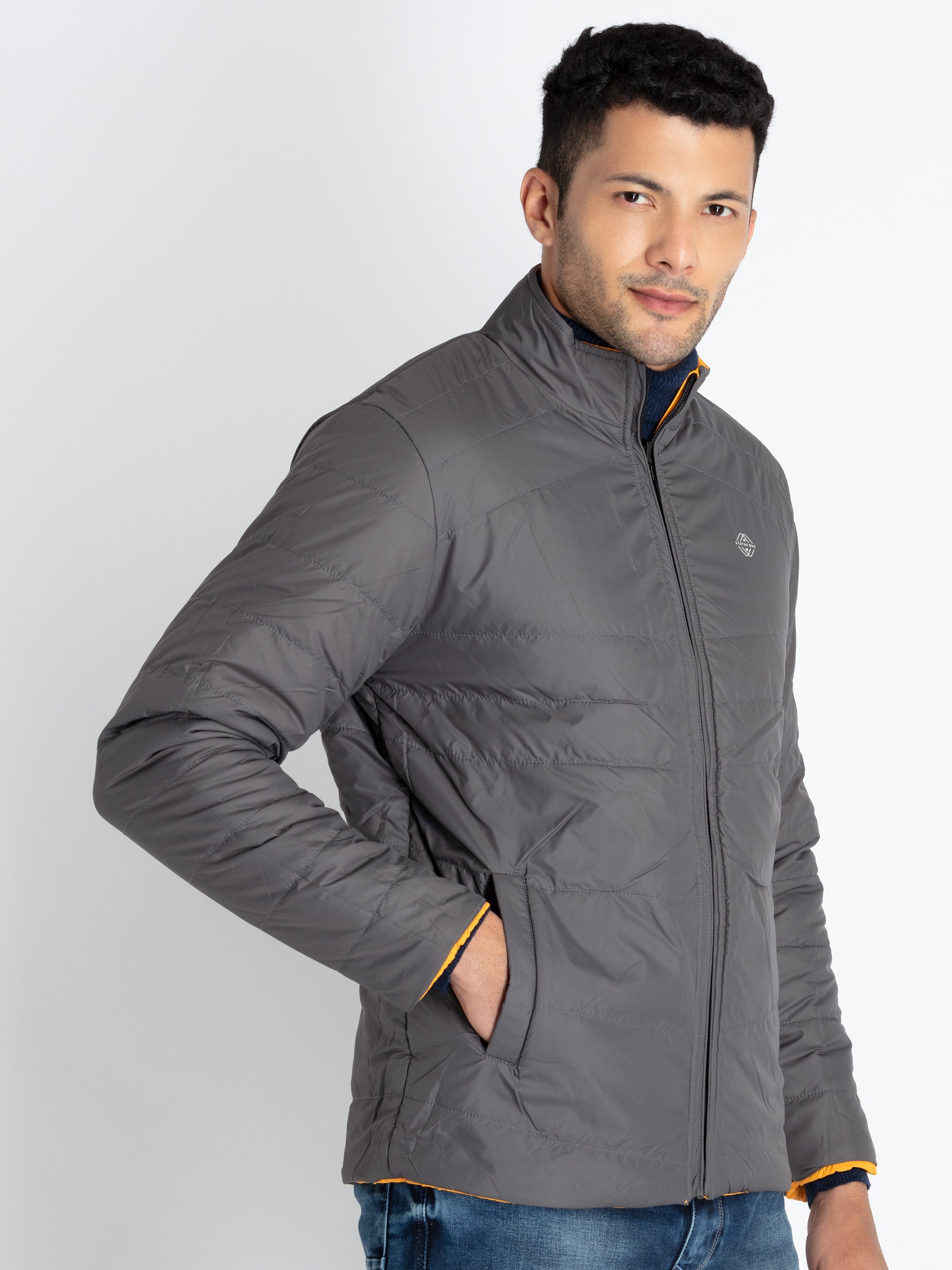 Mens Quilted Reversible High Neck Jacket