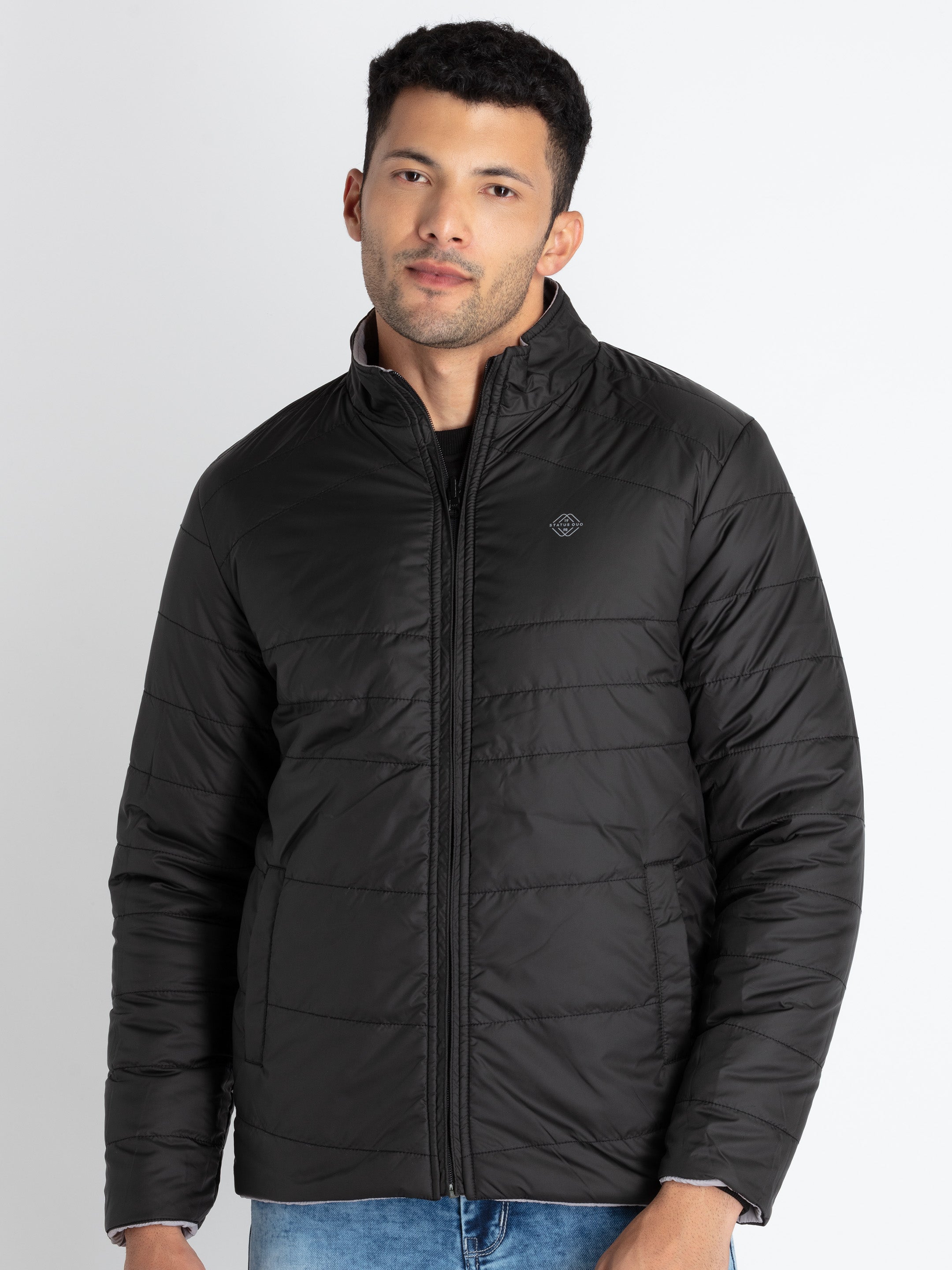 Mens Quilted Reversible High Neck Jacket