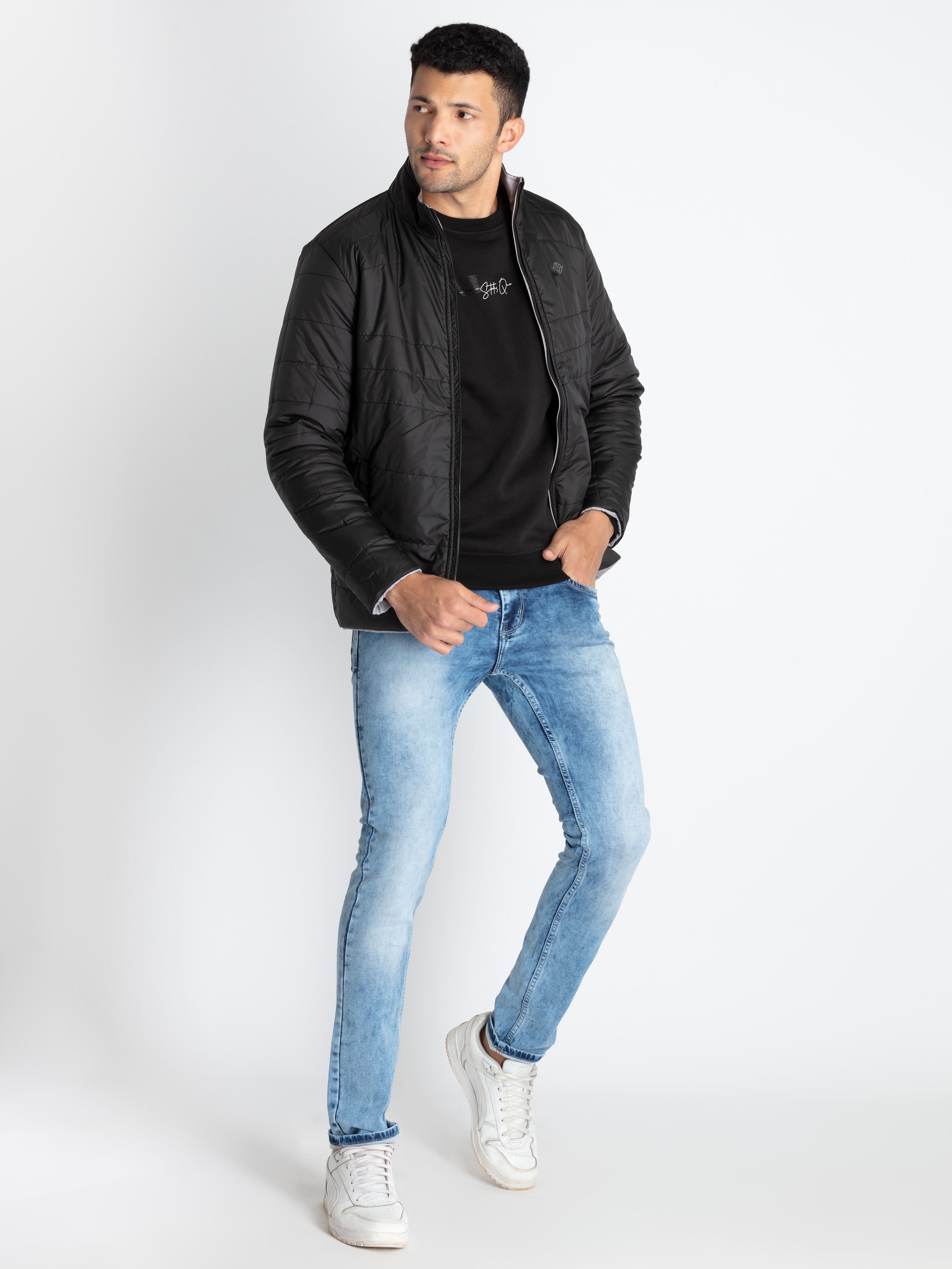 Mens Quilted Reversible High Neck Jacket