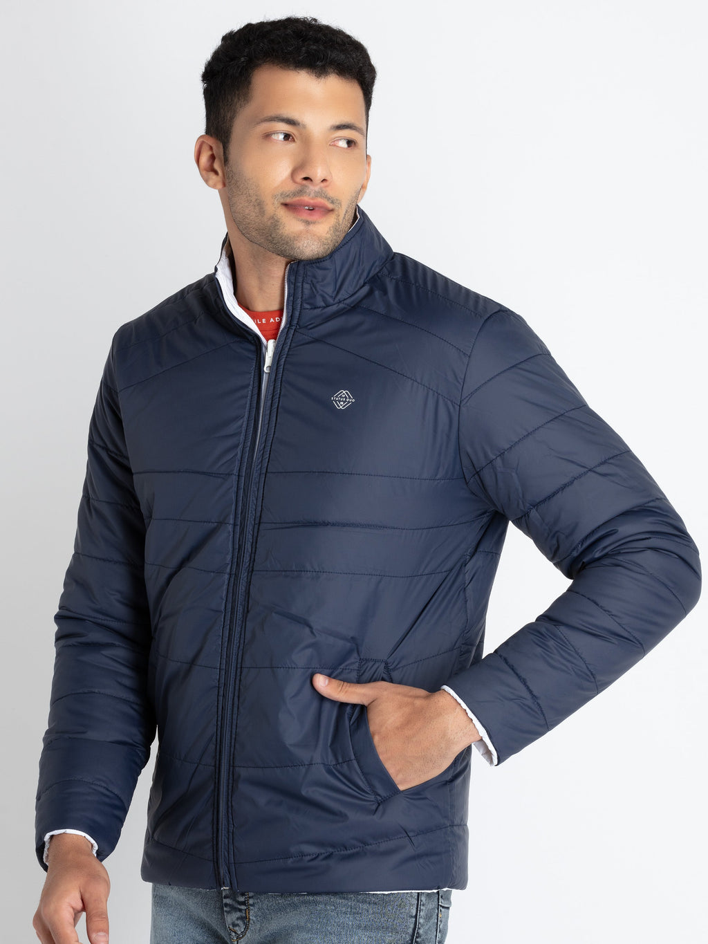 Mens Quilted Reversible High Neck Jacket