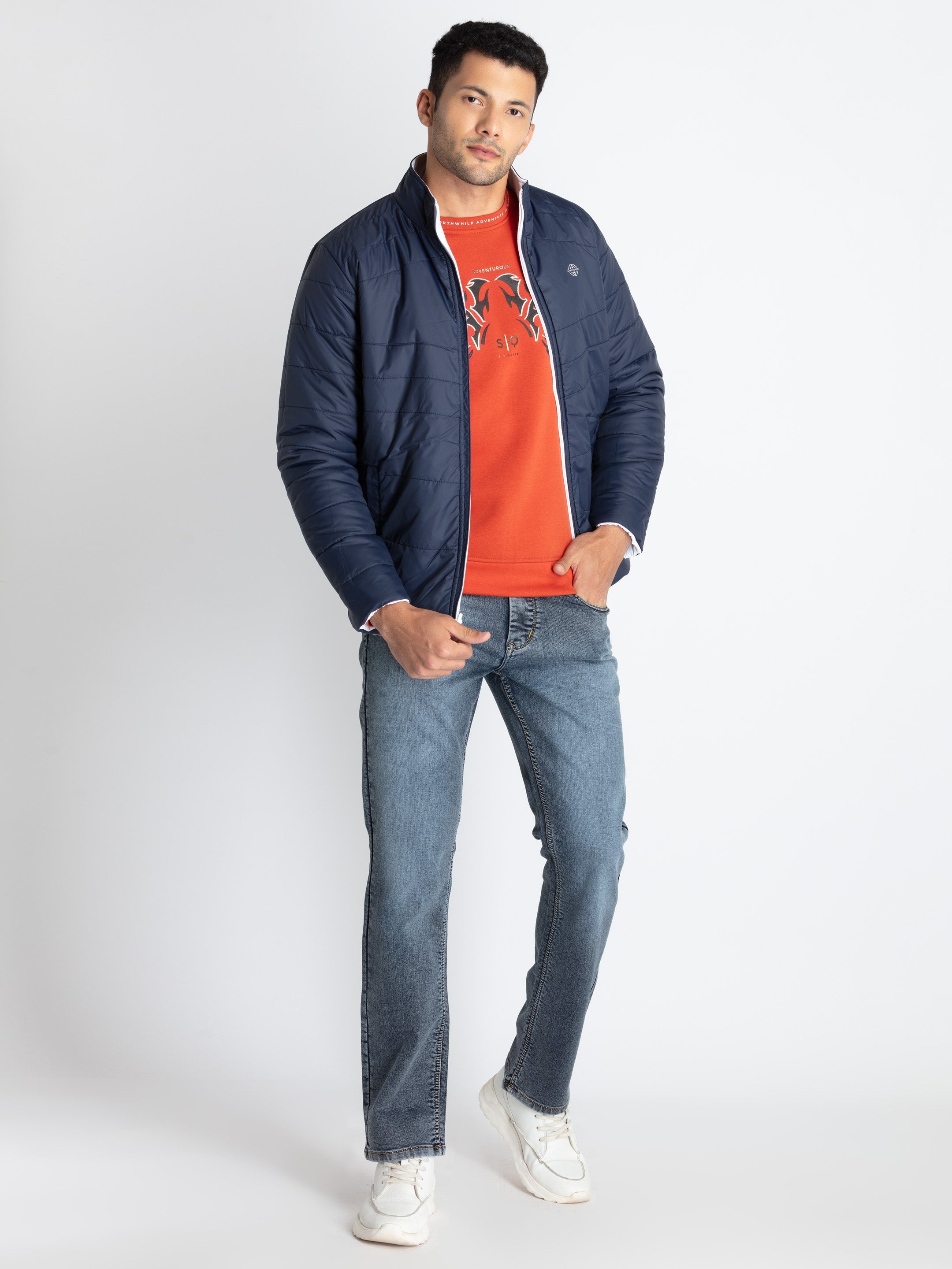 Mens Quilted Reversible High Neck Jacket