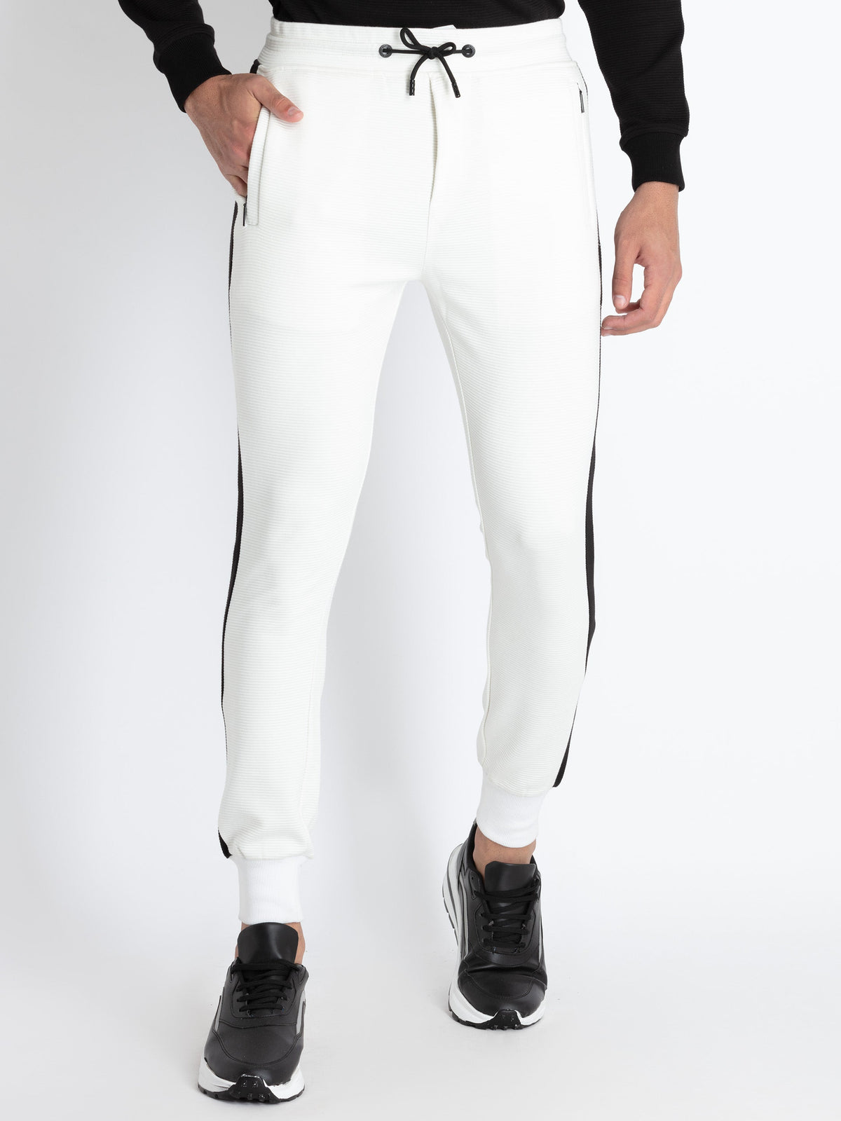 Mens Knitted Regular Fit Joggers S OFF WHITE JOG-23836-OFF WHITE