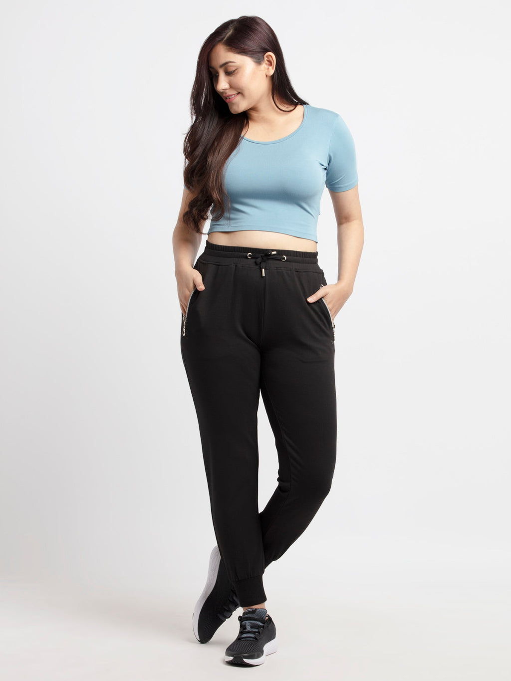 Womens Solid Regular Fit Joggers