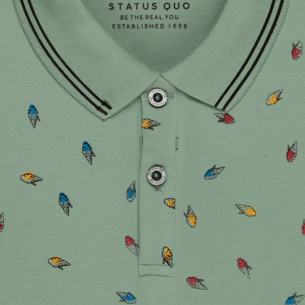 Boys All Over Printed Polo T-shirt
