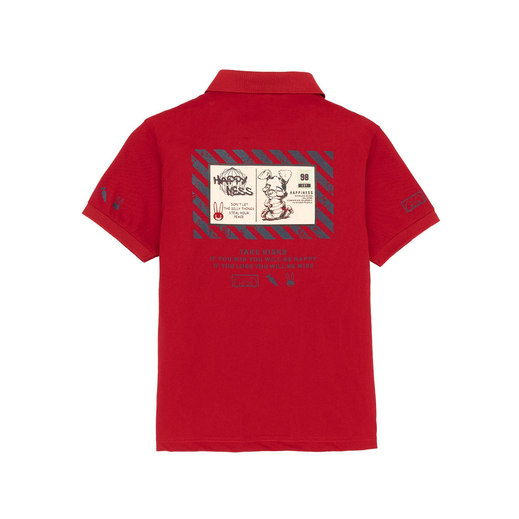 Boys Back Printed Polo T-Shirt