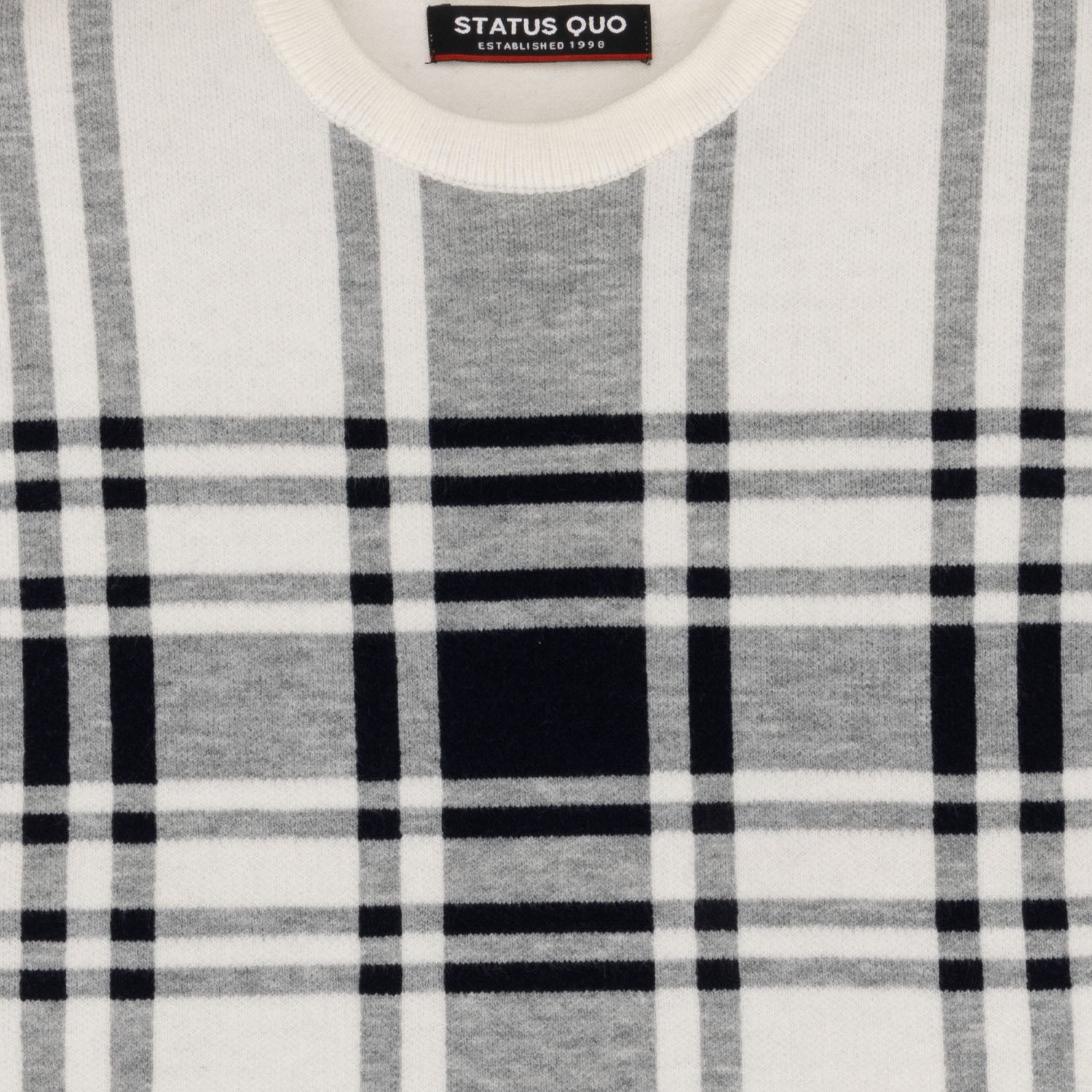 Boys Checkered Round Neck Sweater