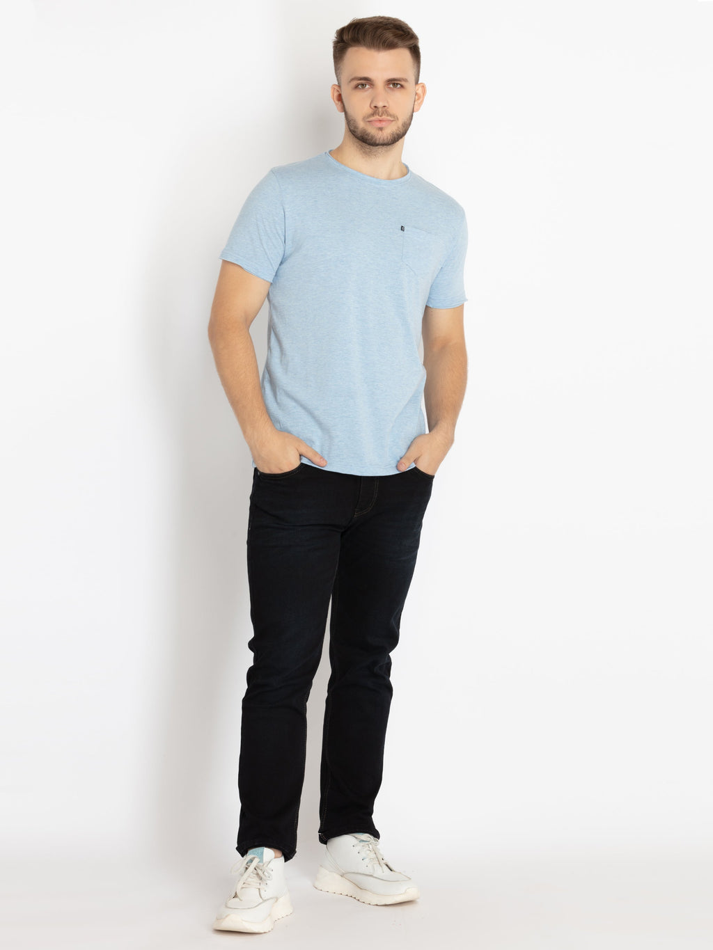 Mens Solid Round Neck T-shirt