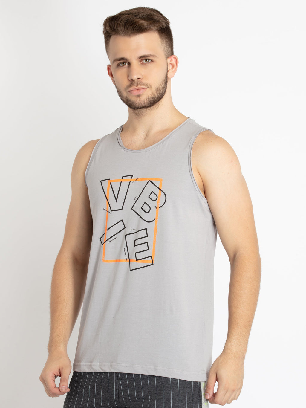Mens Printed Round Neck Sleeveless T-Shirt