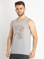 Mens Printed Round Neck Sleeveless T-Shirt