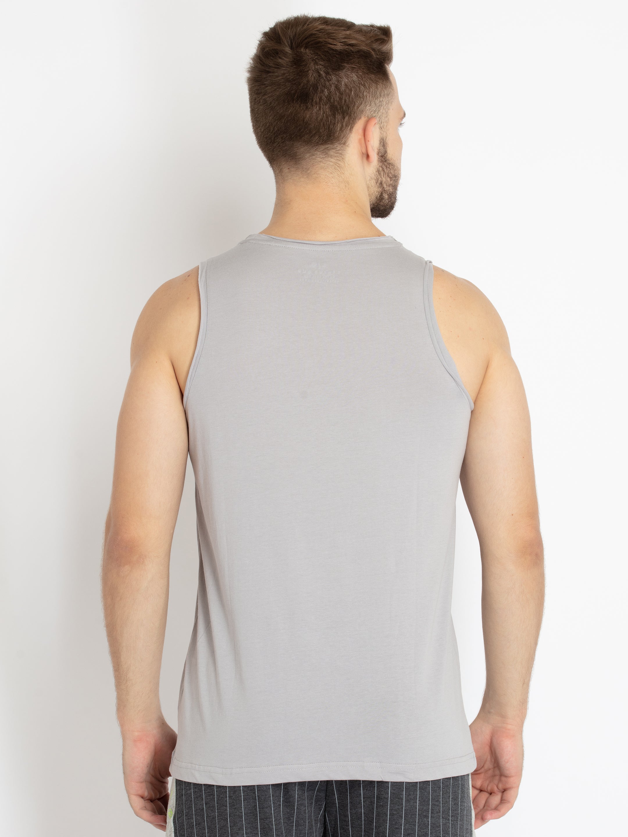 Mens Printed Round Neck Sleeveless T-Shirt
