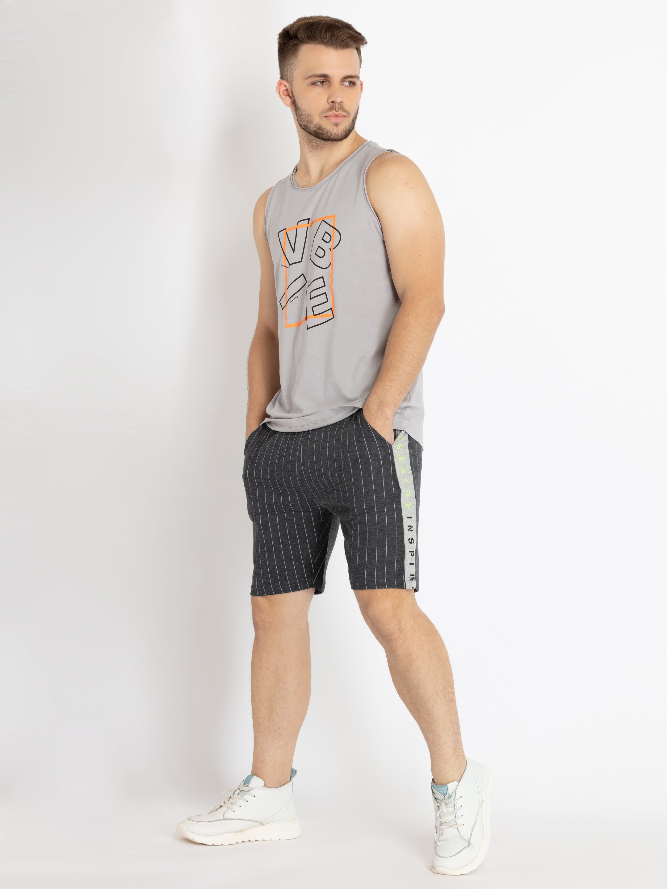 Mens Printed Round Neck Sleeveless T-Shirt
