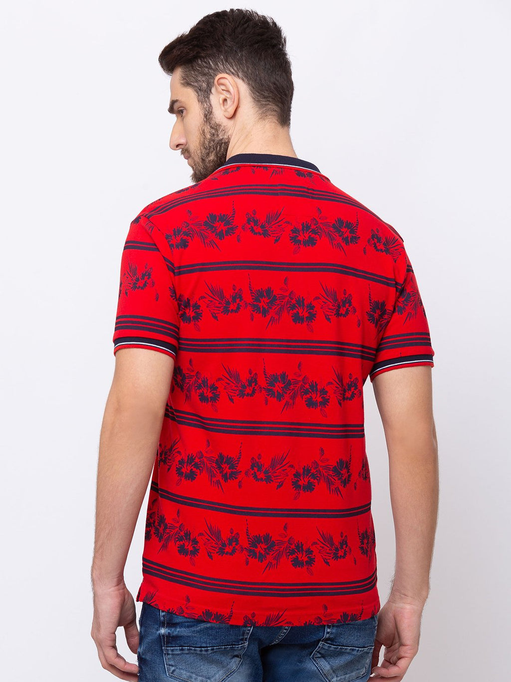 Printed Stand Collar T-Shirt