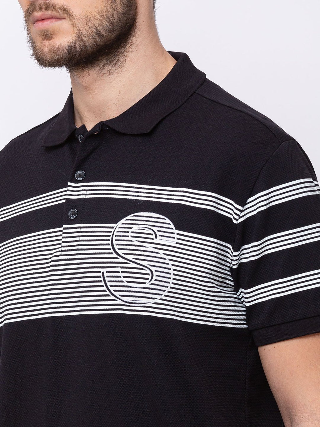 Horizontal Stripes  Collar Neck T-Shirt
