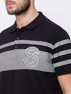 Horizontal Stripes  Collar Neck T-Shirt