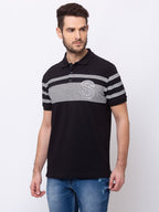 Horizontal Stripes  Collar Neck T-Shirt