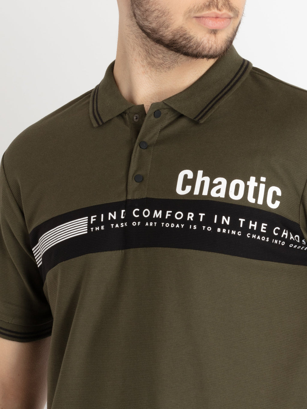 Mens Front Printed Polo T-Shirt