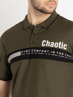 Mens Front Printed Polo T-Shirt