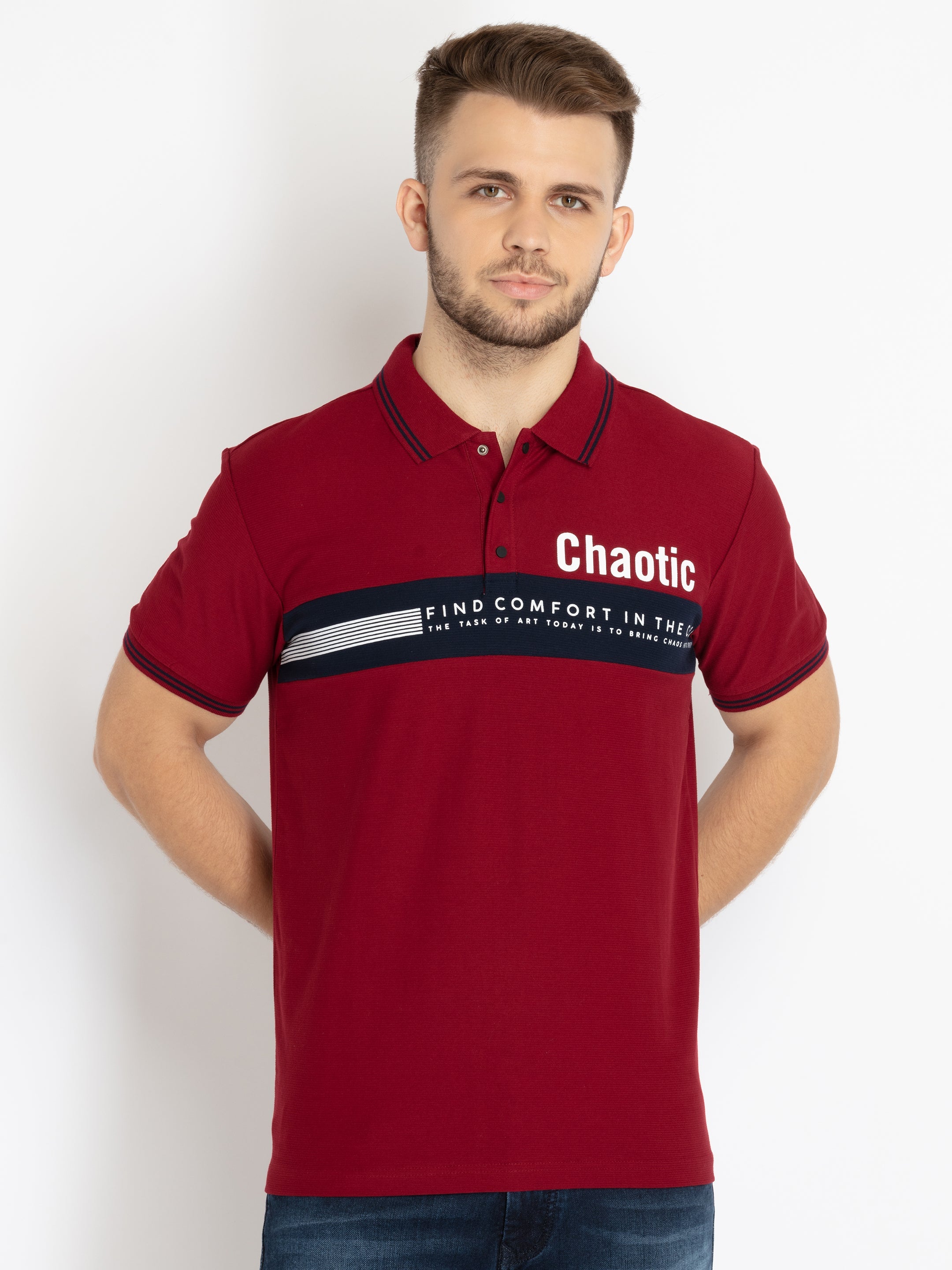 Printed polo t shirt