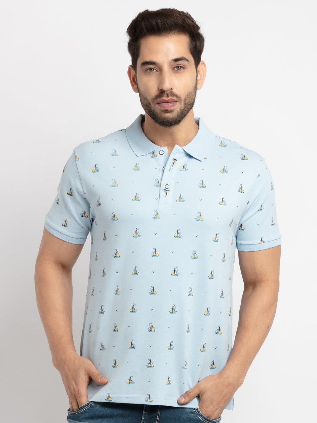 Printed polo t shirt
