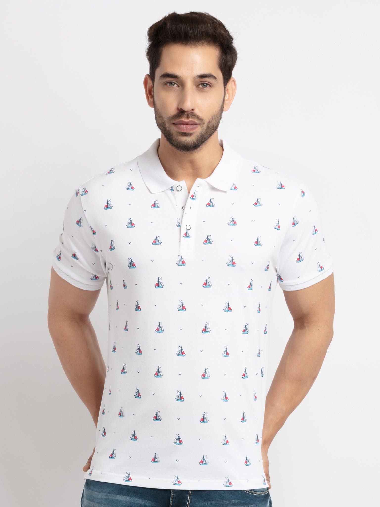 Printed polo t shirt