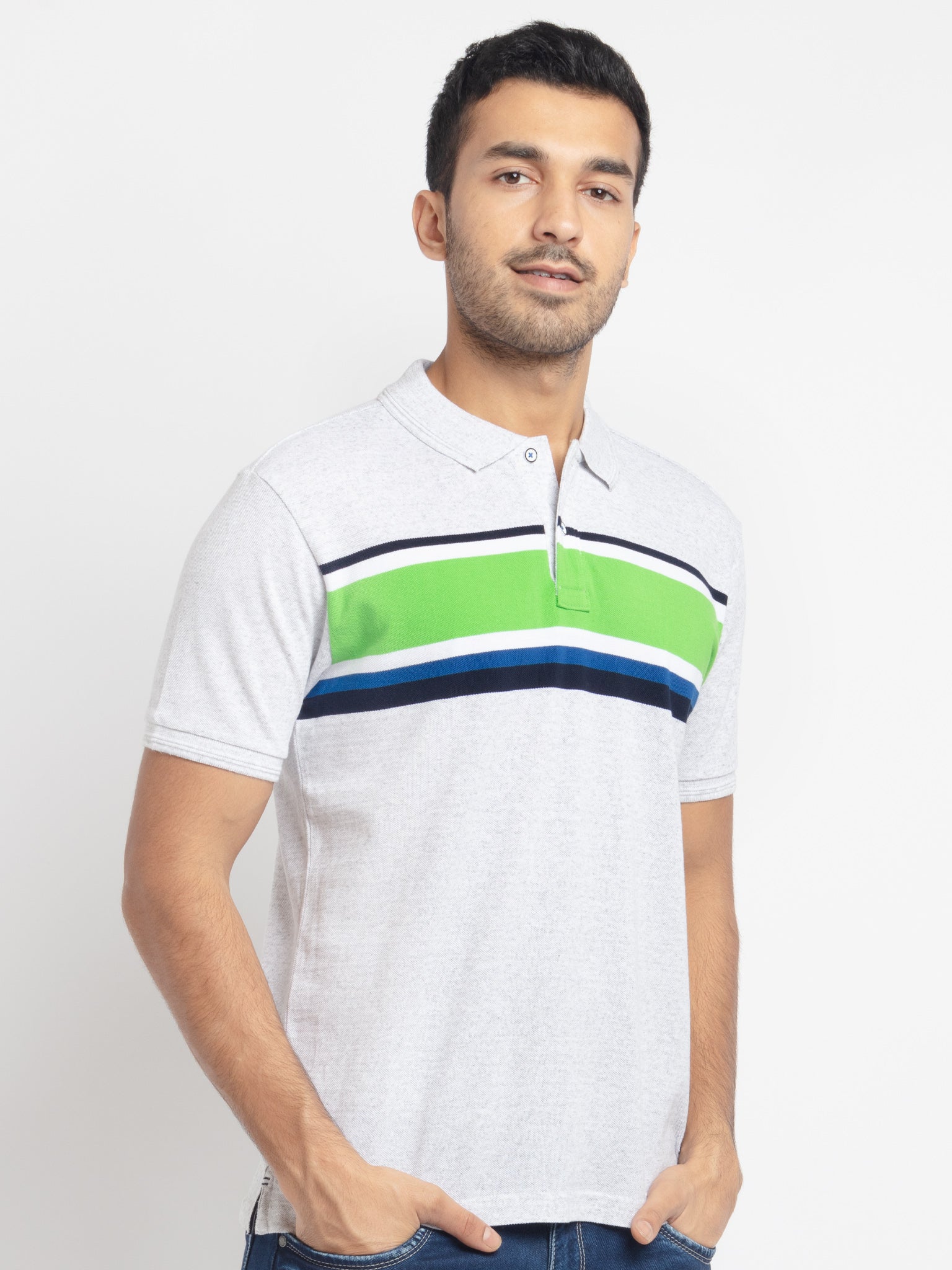 Mens Striped Polo T-Shirt Secondary image