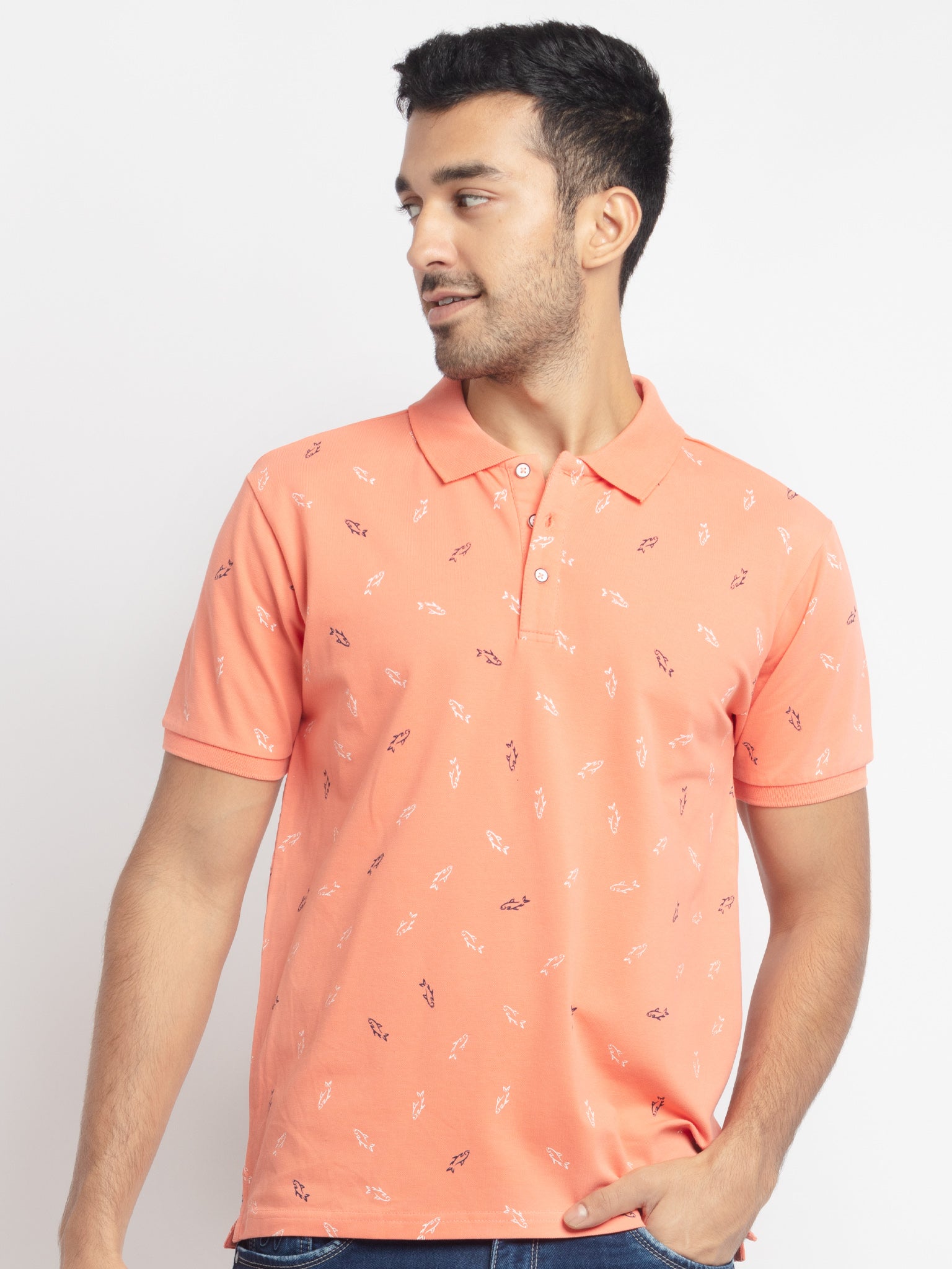 Printed polo t shirt