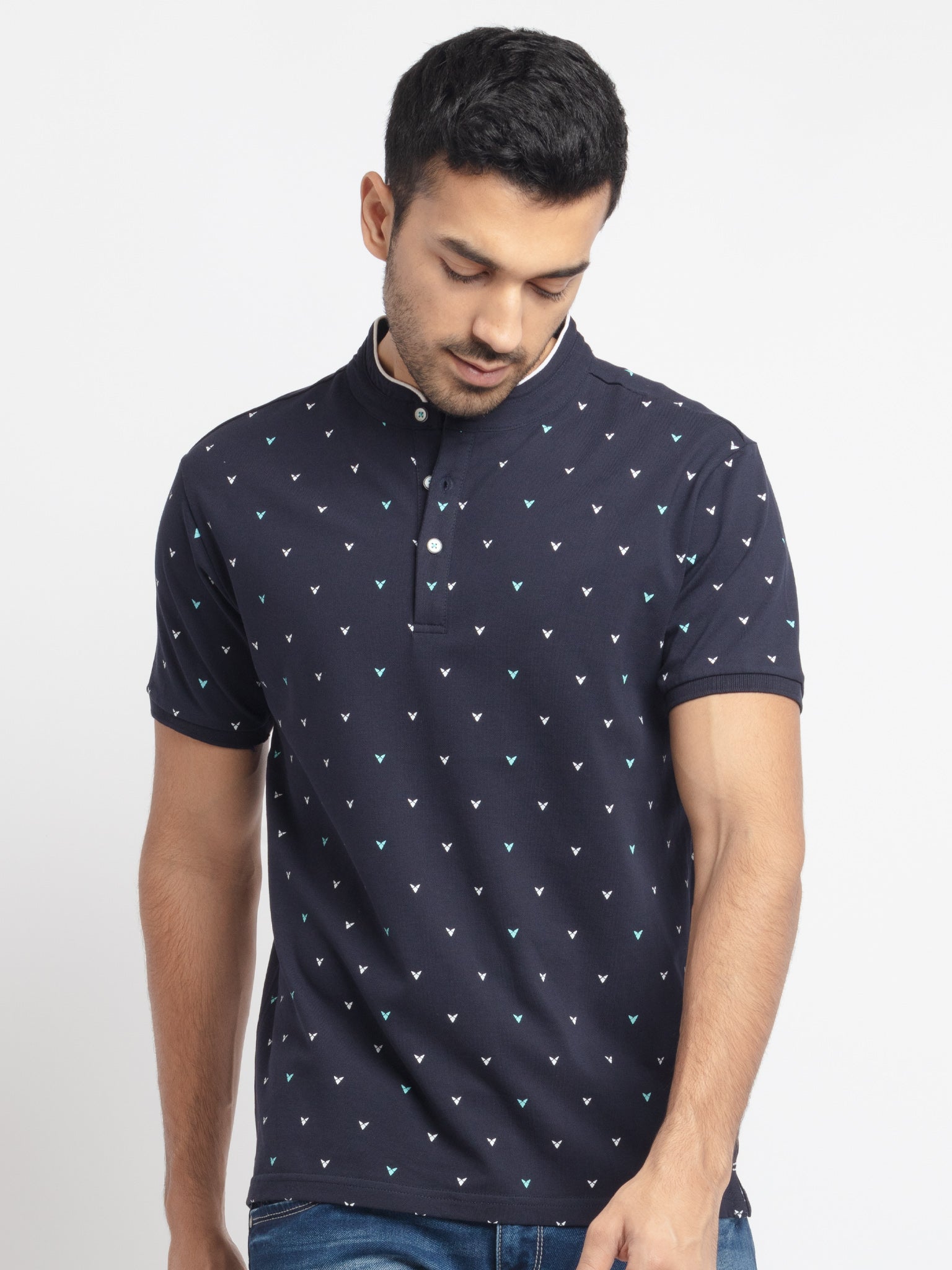 Printed polo t shirt