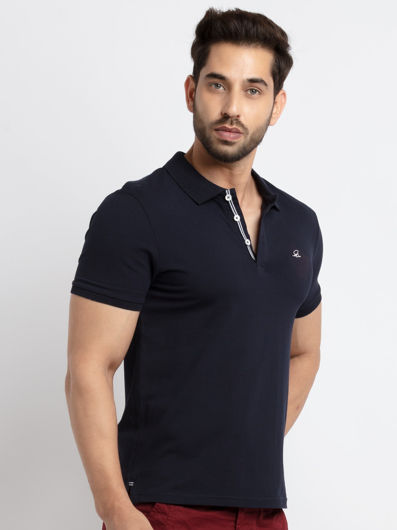Mens Solid Tapered Fit Polo