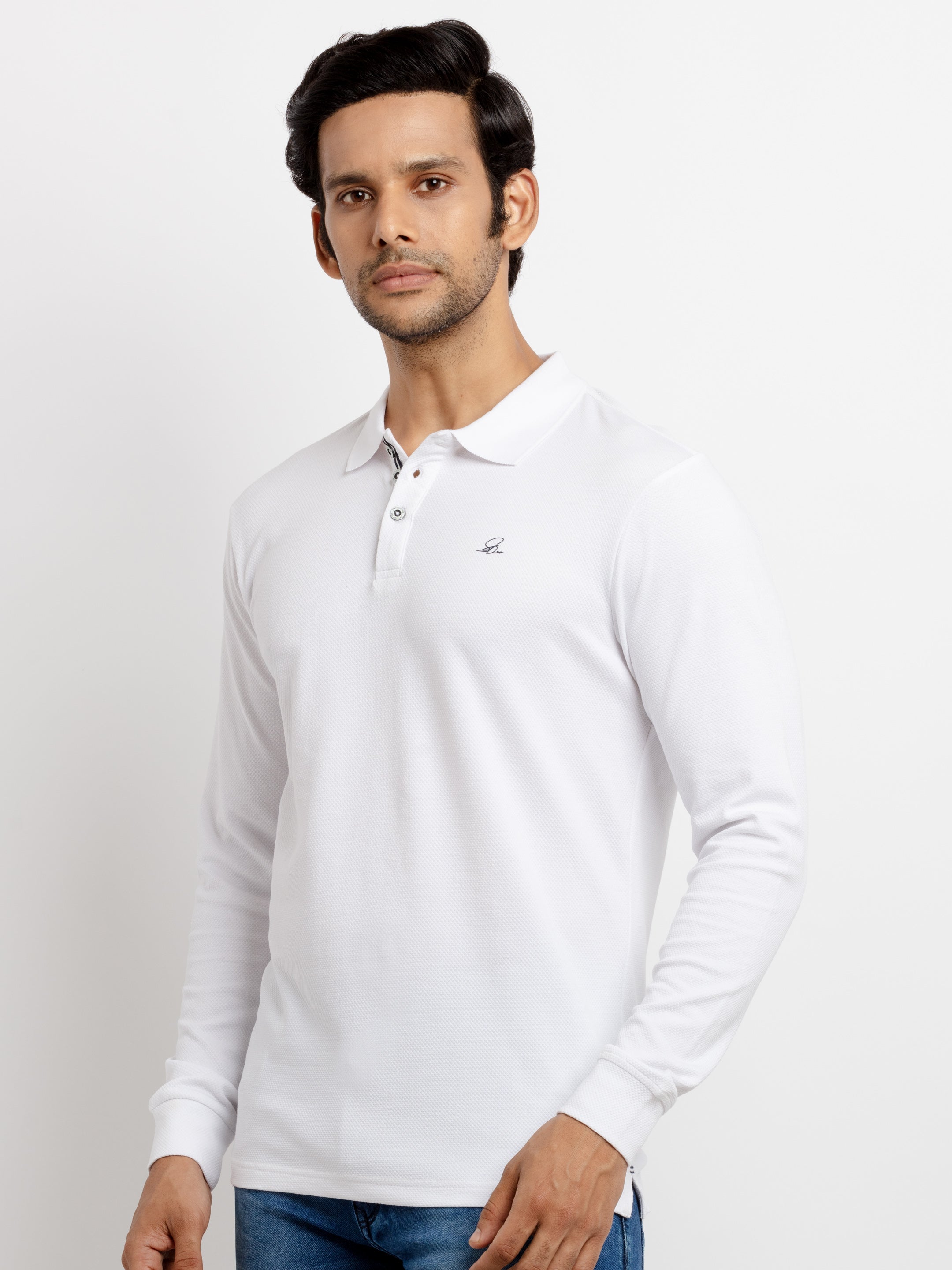 Mens Solid Regular Fit Polo