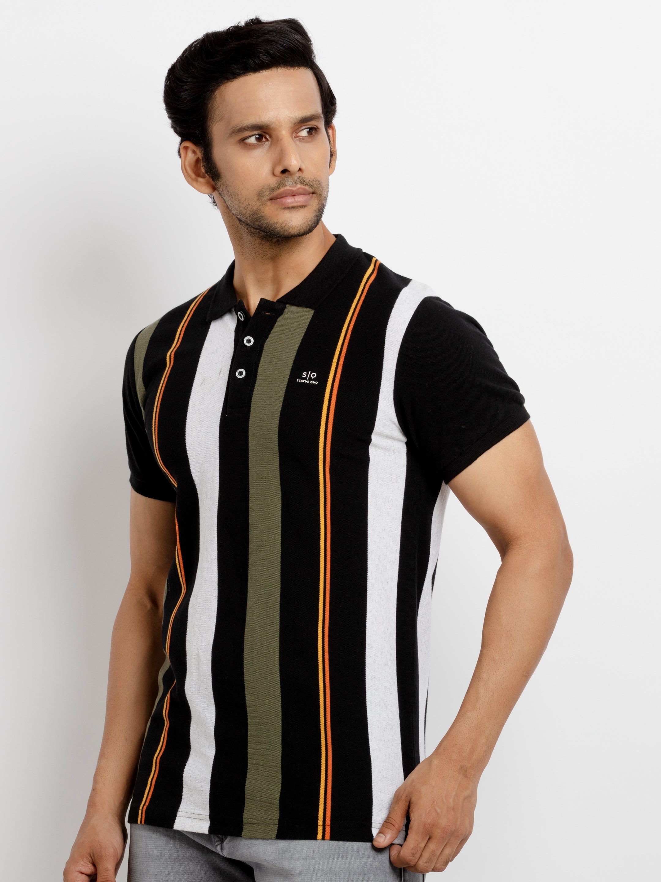 Mens Striped Regular Fit Polo