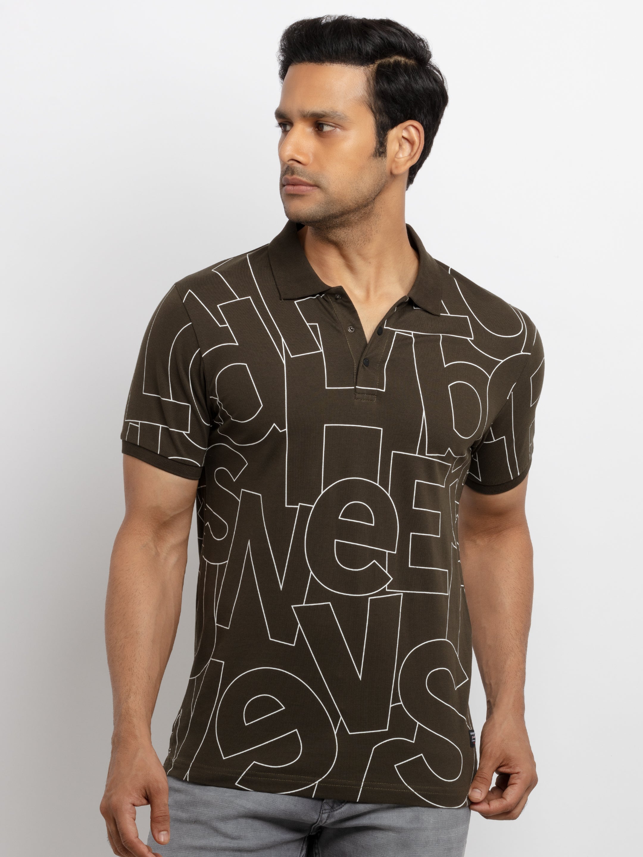 Printed polo t shirt