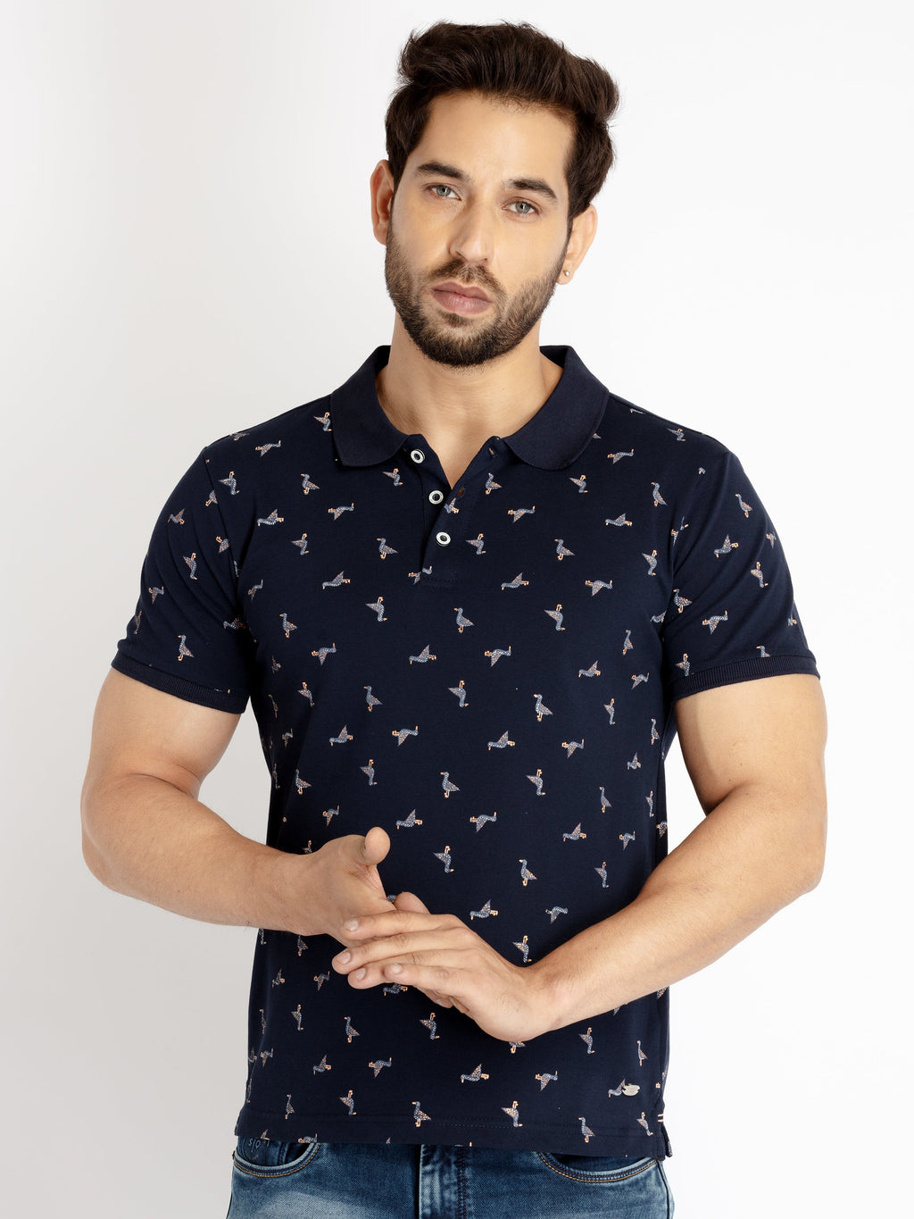 Printed polo t shirt