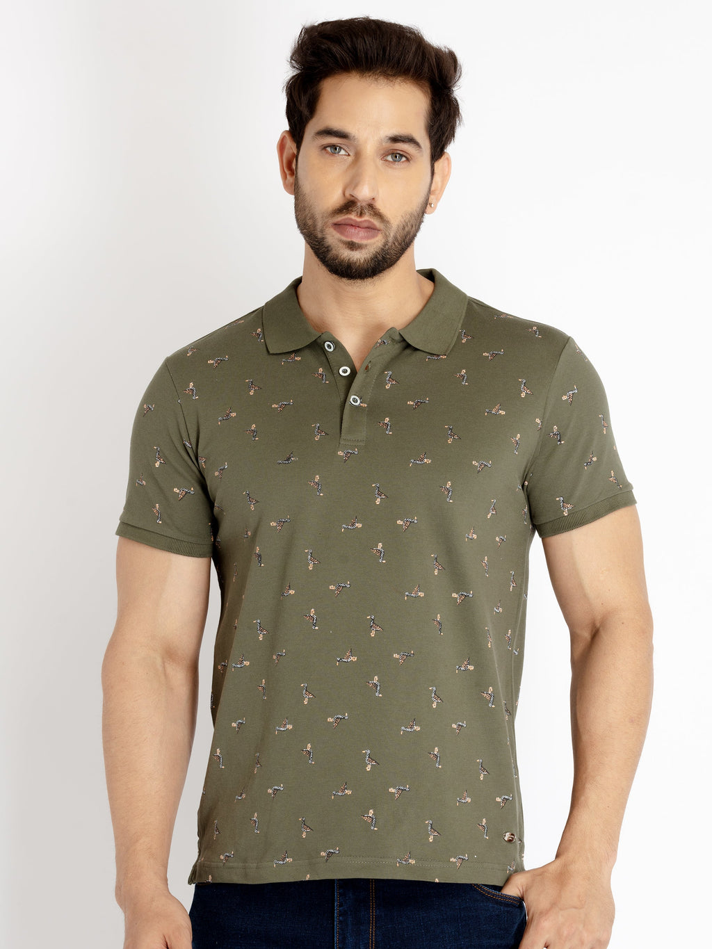 Printed polo t shirt