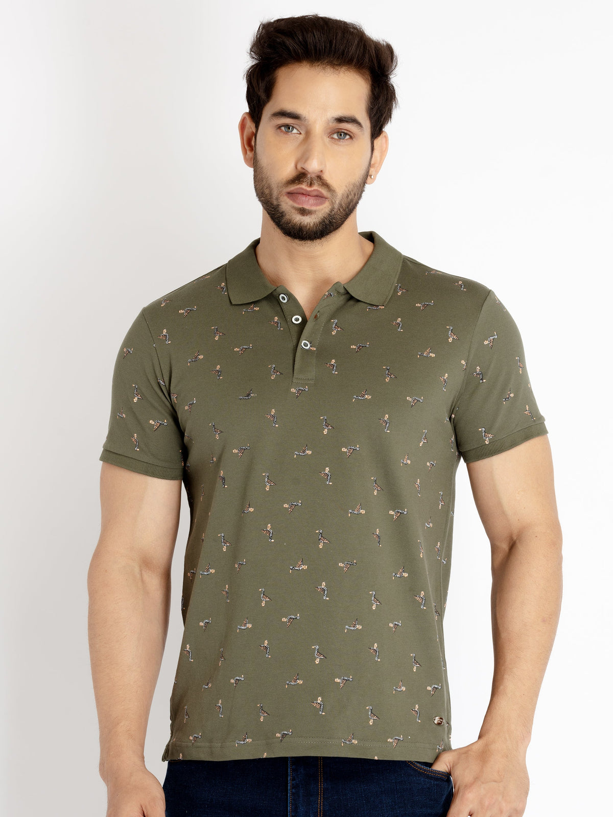 Printed polo t shirt