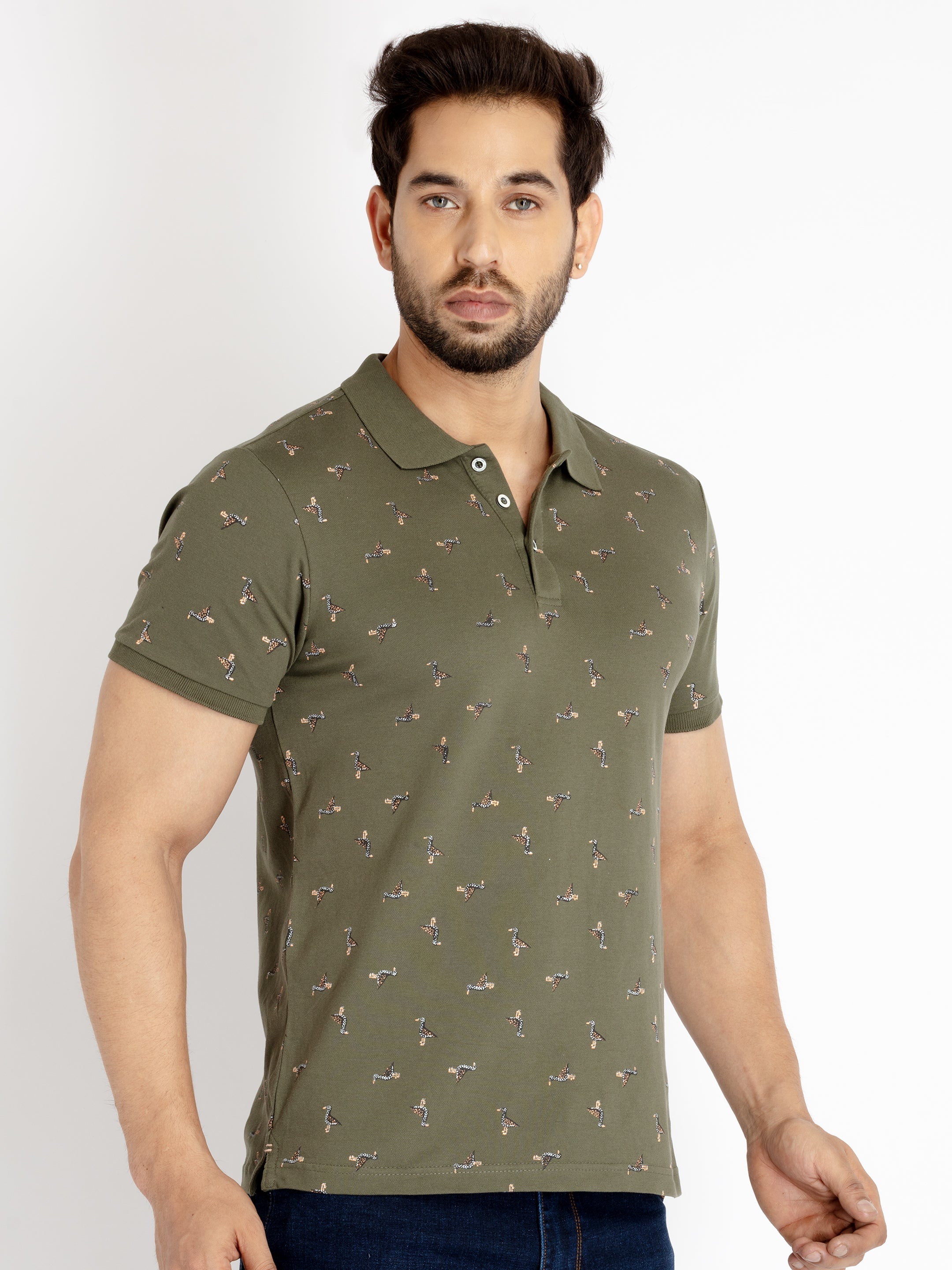 Mens All Over Printed Polo Collar T-shirt Secondary image