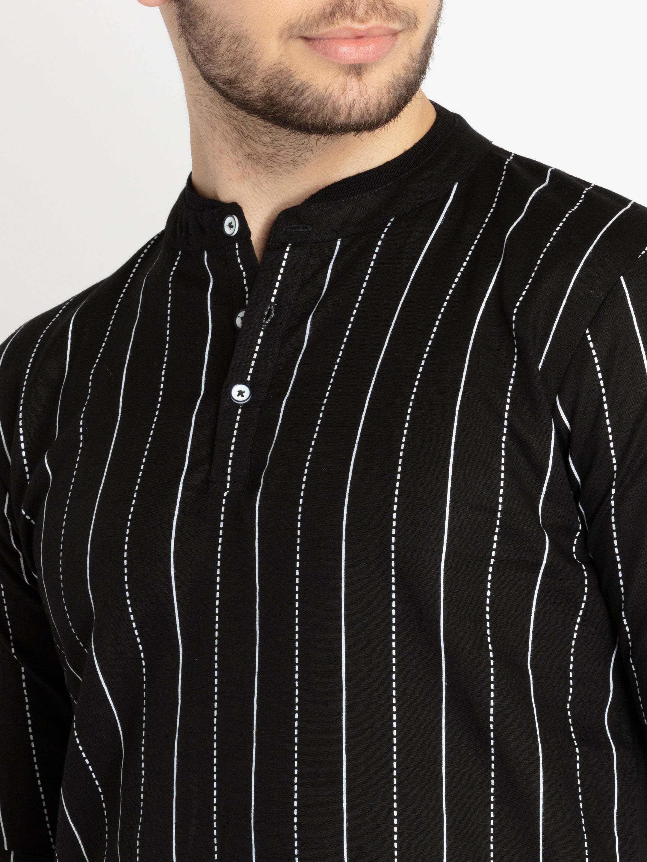 Mens Printed Henley Neck T-shirt