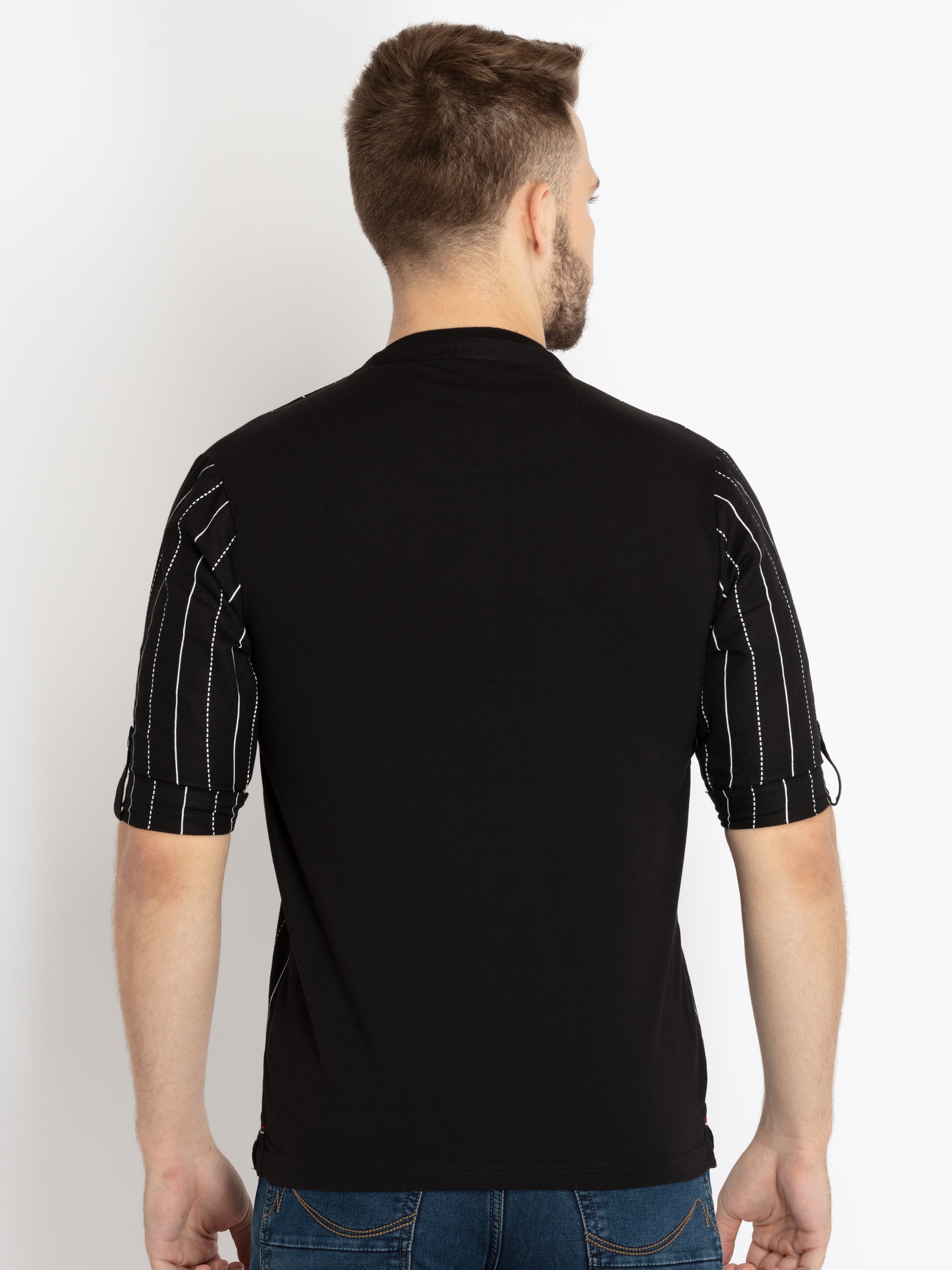 Mens Printed Henley Neck T-shirt