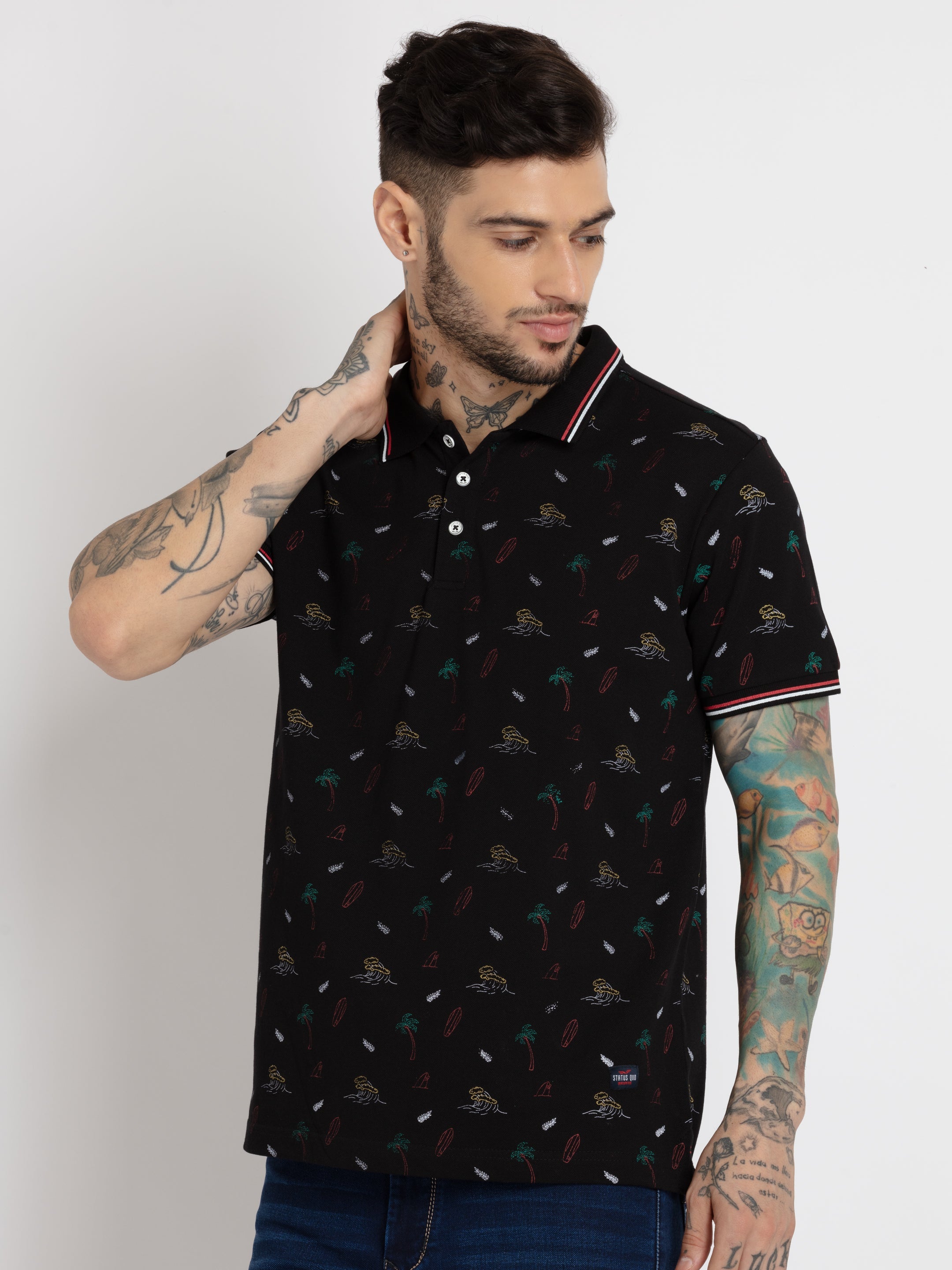 Printed polo t shirt