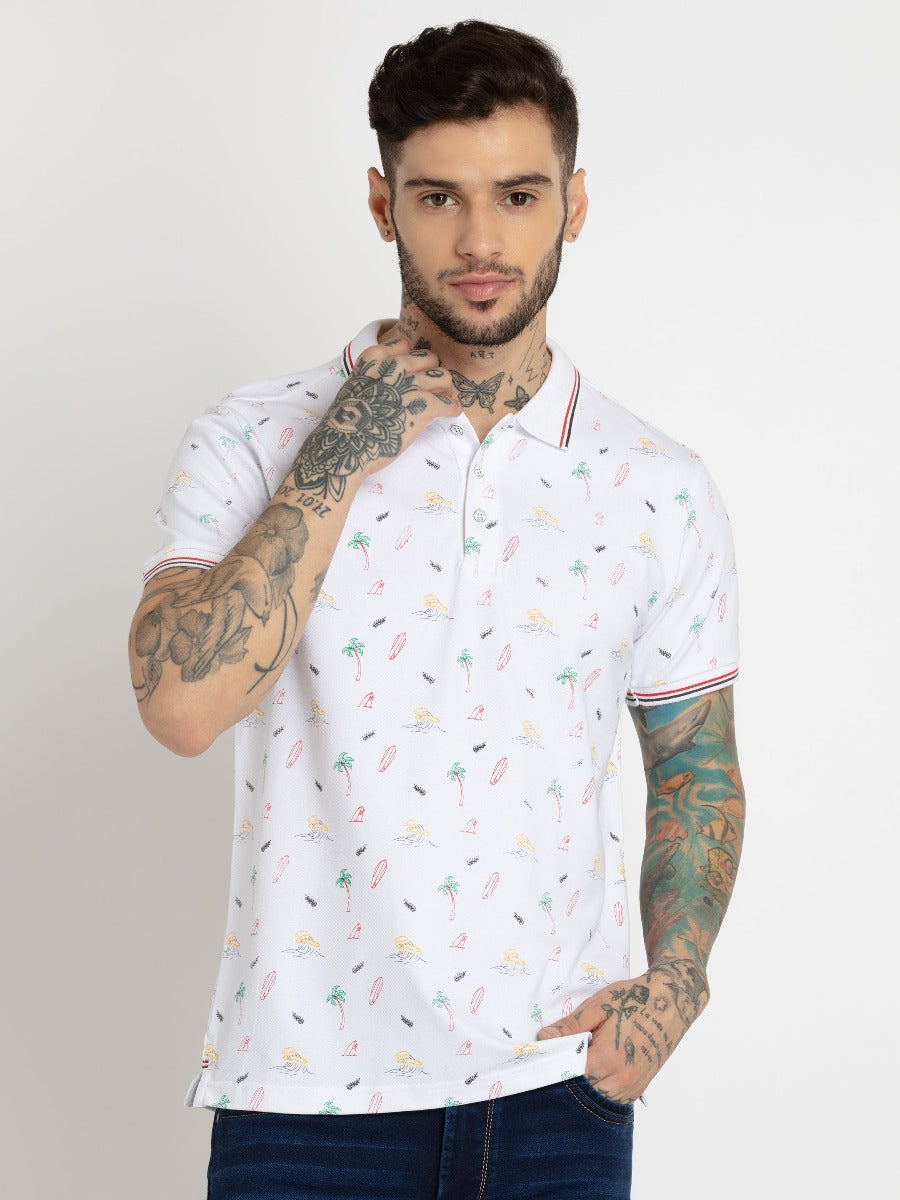 Printed polo t shirt