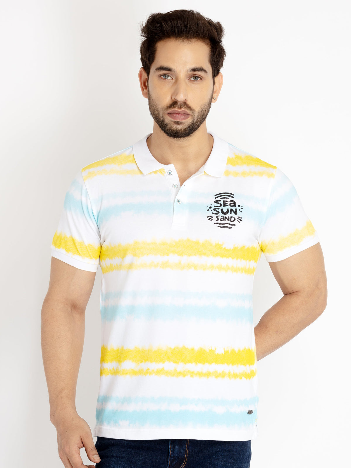 Printed polo t shirt