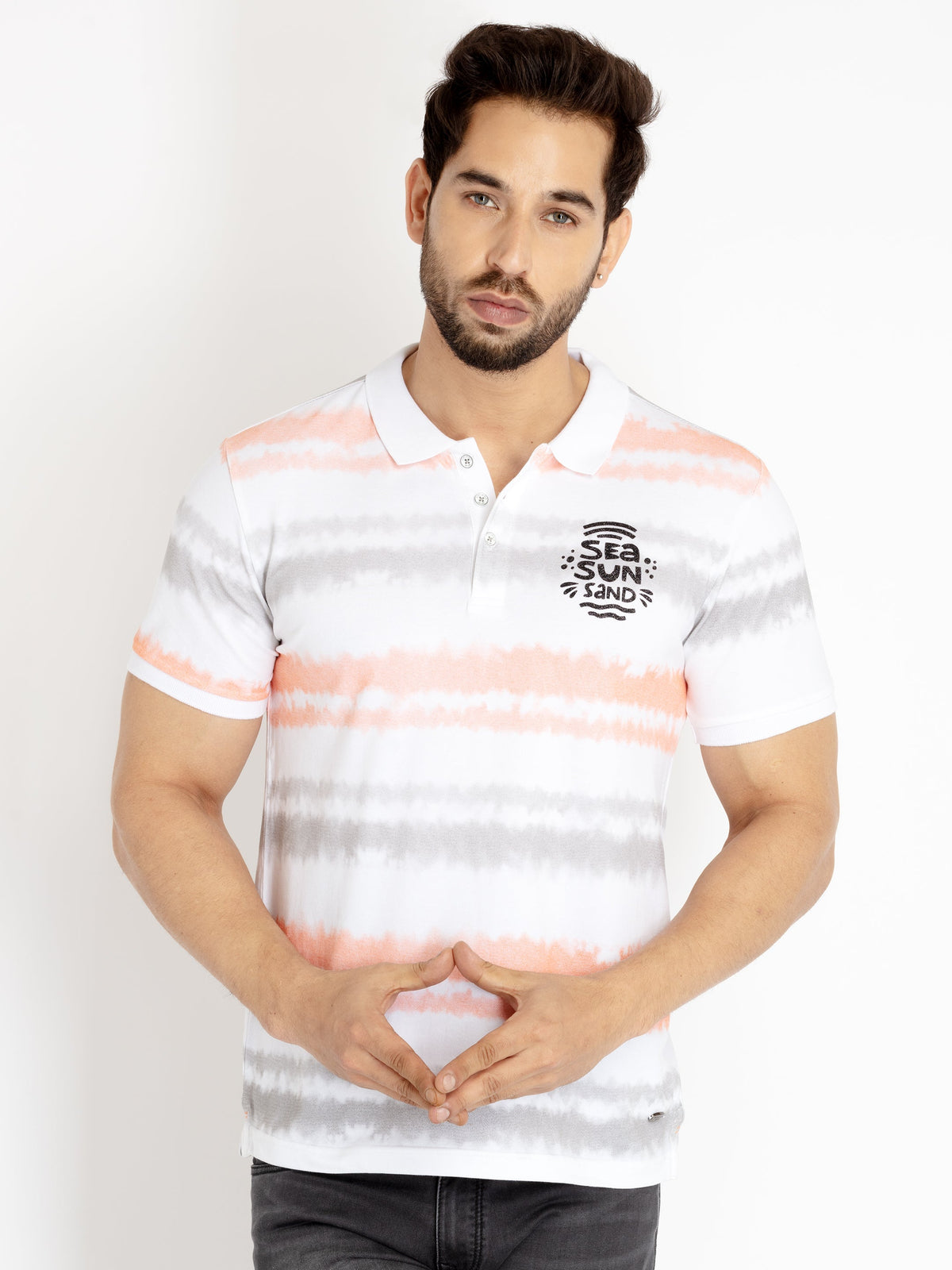 Printed polo t shirt