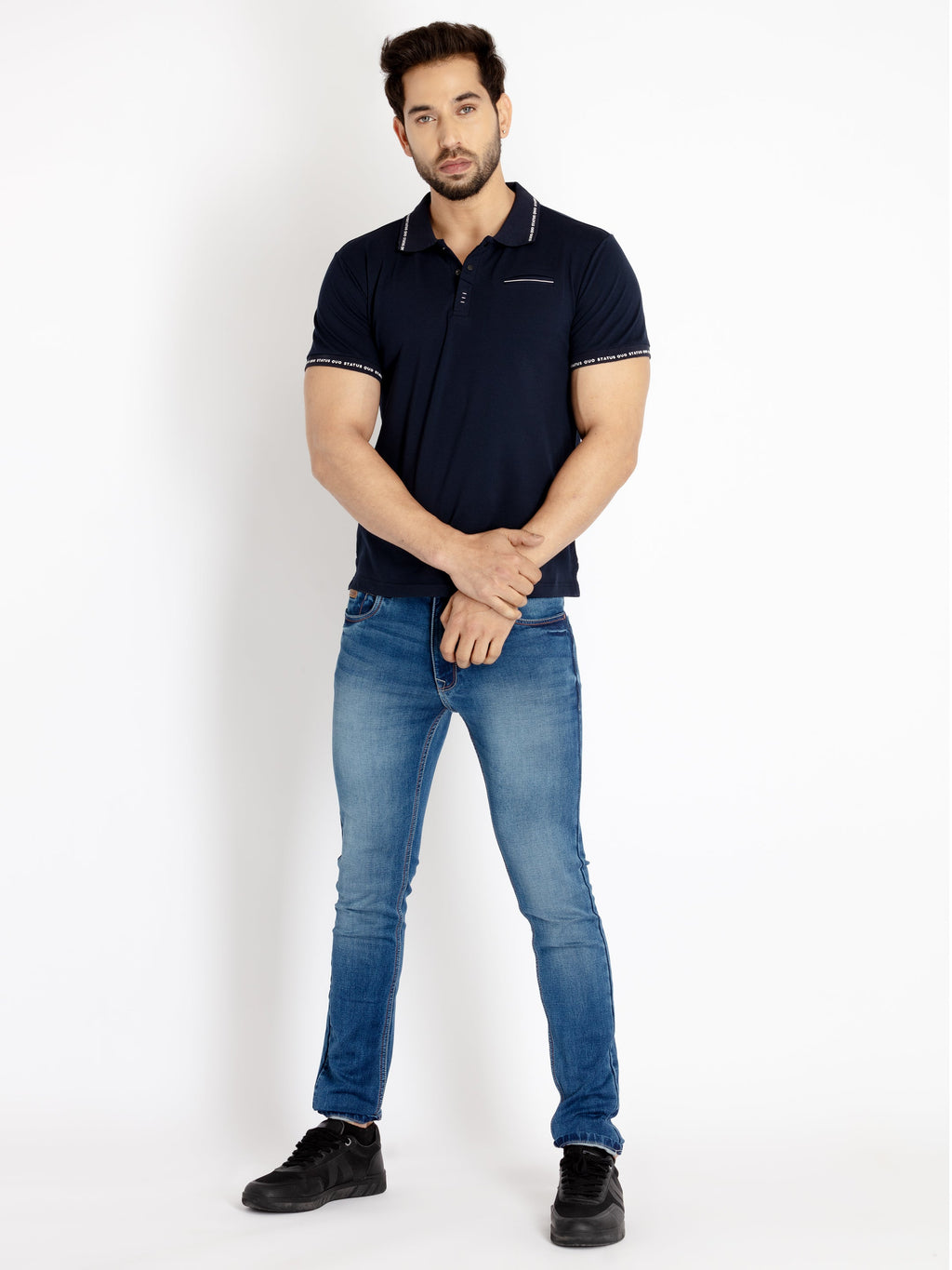 Mens Solid Polo Collar T-shirt