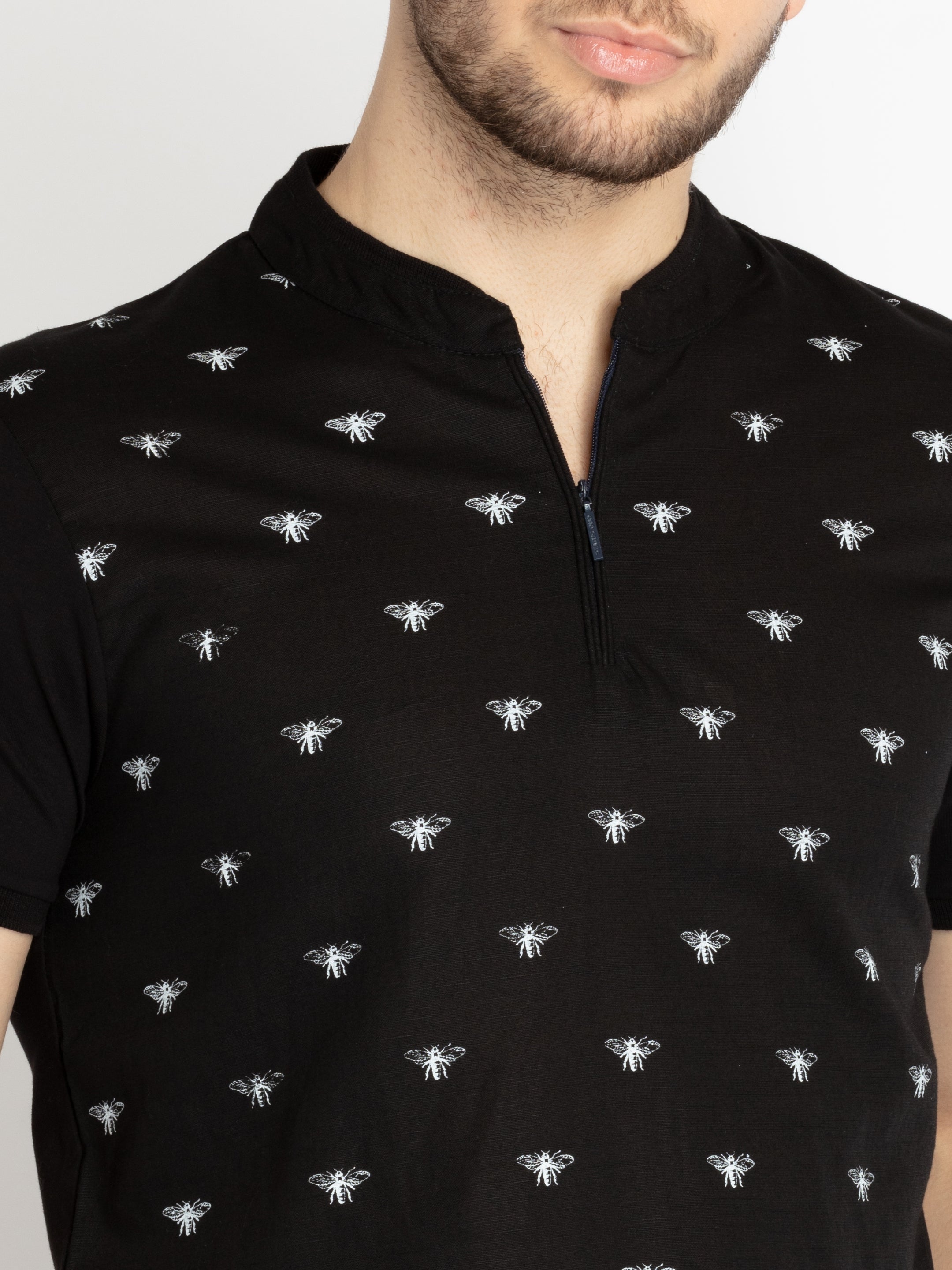 Mens All Over Printed Henley Neck T-shirt