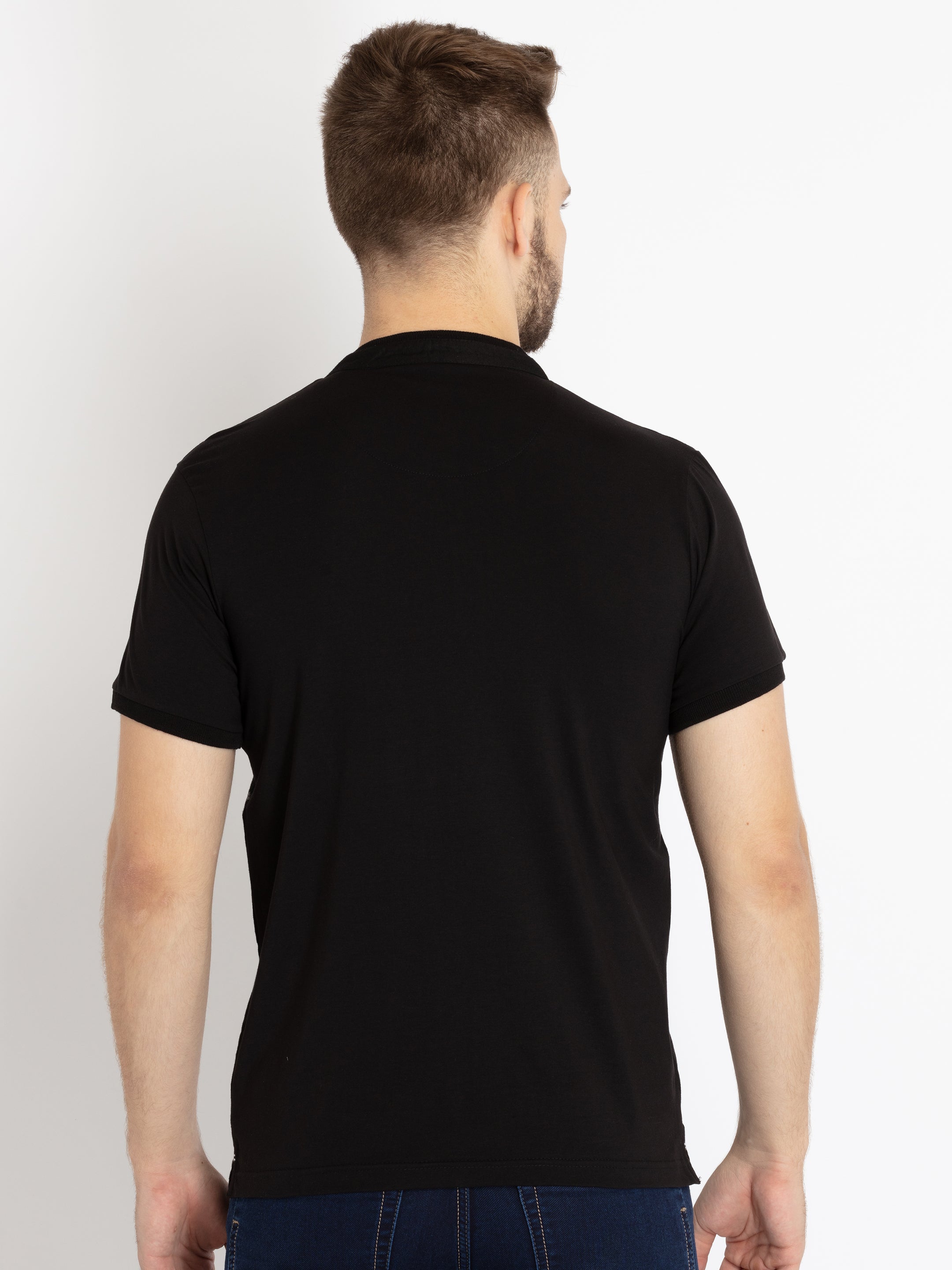 Mens All Over Printed Henley Neck T-shirt