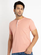 Mens Solid Henley Neck T-Shirt