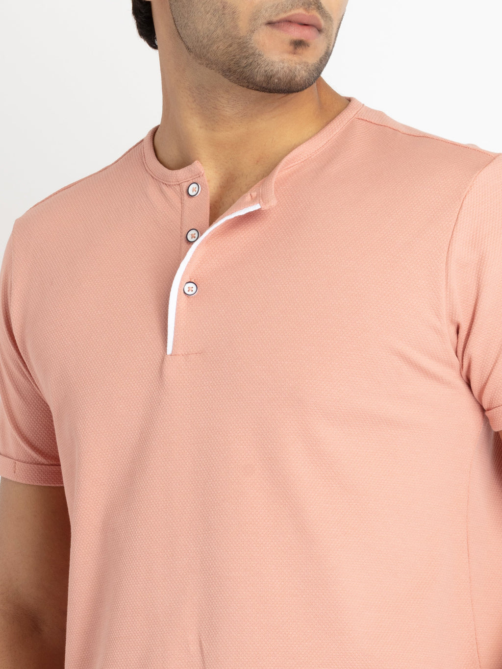 Mens Solid Henley Neck T-Shirt
